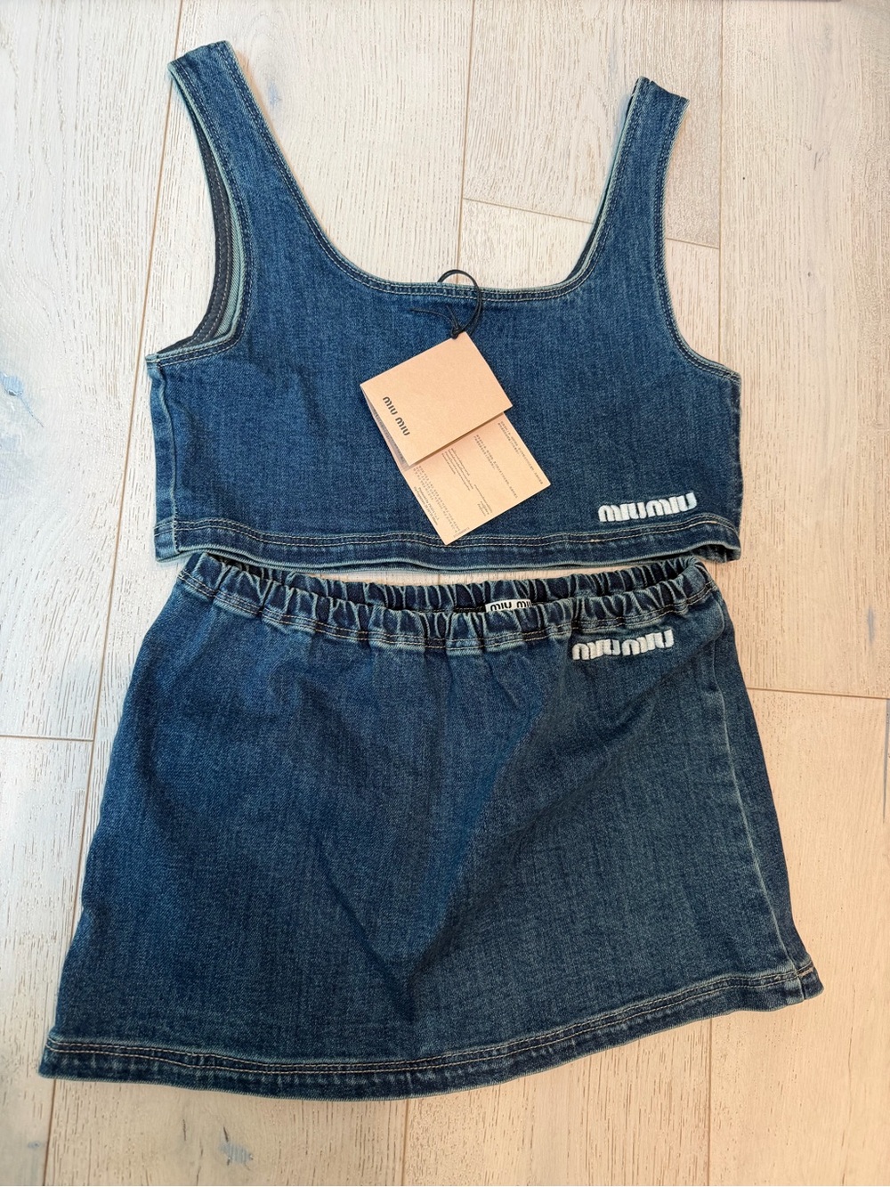Miu Miu Dark Blue Denim Crop Tank and Mini Skirt Set - Picture 3 of 4
